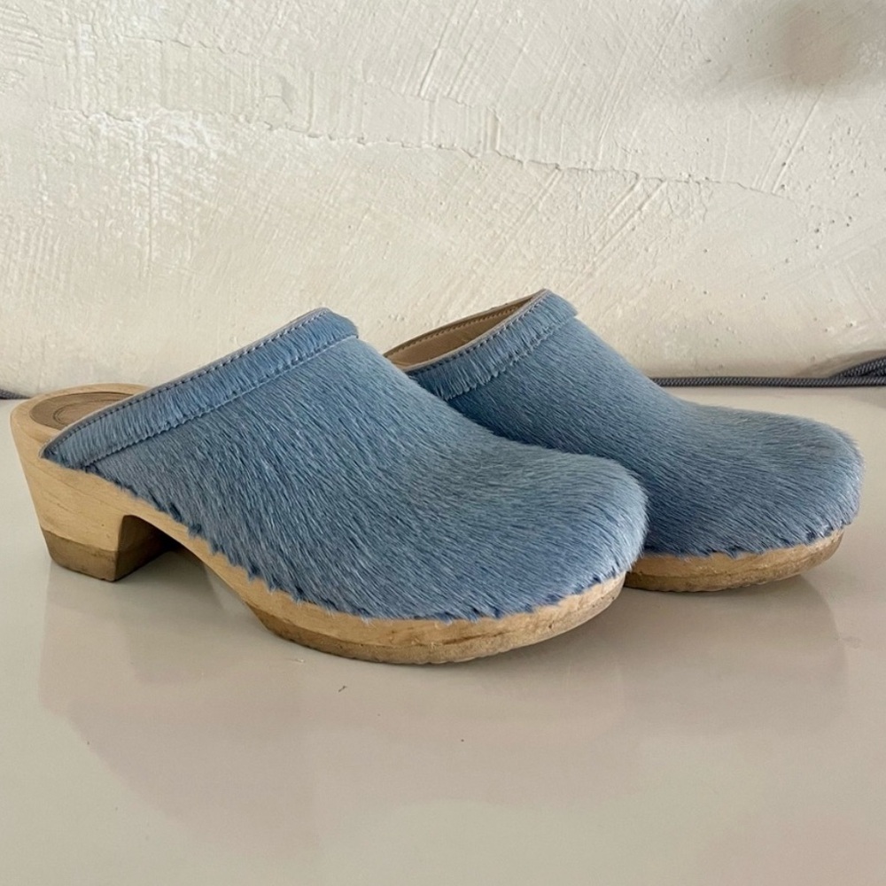 No.6 Old School Clog in Light Blue Pony Hair, 38
